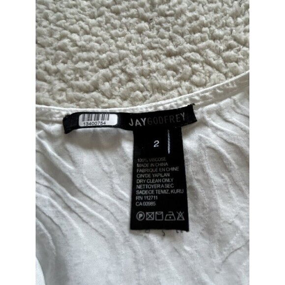 Jay Godfrey Hannah Wrap Top V-Neck Long Sleeve Jacquard Tie Front White Size 2 - Picture 4 of 9